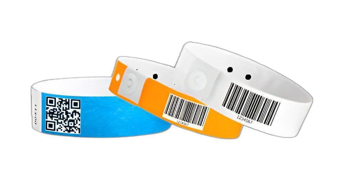 Multicolor Barcode And Qr Code Printed Paper Wristbands
